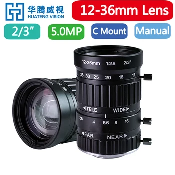 Промышленный объектив с C-образным креплением HD 5MP с зумом 12-36 мм без искажений Профессиональный объектив промышленной камеры