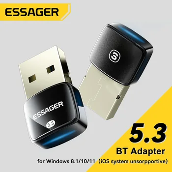 Essager USB Bluetooth 5.3 Адаптер ключа для портативных ПК Динамик Беспроводная Мышь Наушники Клавиатура Музыкальный аудиоприемник Передатчик