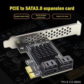 4-Портовая Карта Расширения SATA III PCIe 6 Гбит/с от SATA 3.0 до PCI-e 1X Адаптер Горячей Замены Карты Контроллера Со Светодиодным Индикатором Кронштейна