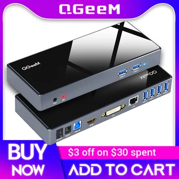 QGeeM Док-станция USB C Концентратор для Macbook Pro Air Ноутбуков Xiaomi Type C Концентратор HDMI VGA DVI RJ45 Aux USB Hub 3,0 Адаптер