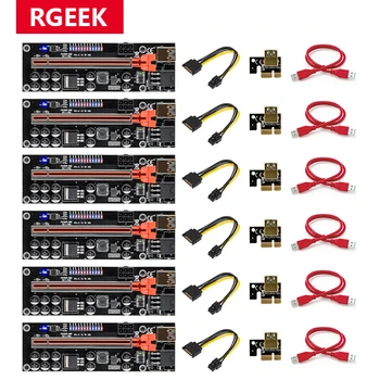 RGEEK 6 Шт Обновление PCIE Riser 011 PRO 10 Емкостный 6Pin Супер Стабильный Удлинитель Видеокарты PCI Express 16X Riser Для Майнинга