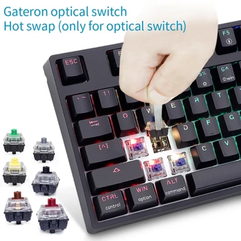 Механическая Игровая Клавиатура с Оптическим Переключателем Gateron RGB Подсветкой Программируемая Пользовательская Клавиатура Gateron Switch 87Keys