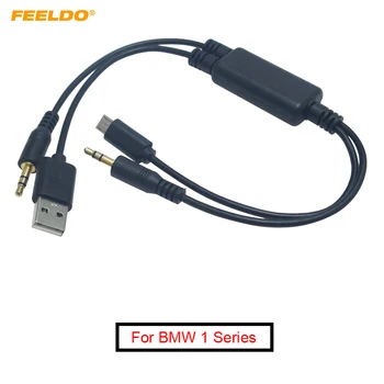 FEELDO Car 3,5 мм Штекер Micro USB к 3,5 мм Штекеру USB A Plug Jack AUX Кабель-Адаптер Для BMW USB Зарядное Устройство Проводной Кабель #CT6218
