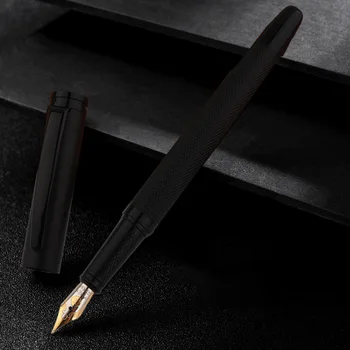 Роскошные Качественные черные цвета, деловая офисная авторучка с М/Ф наконечником, студенческие школьные канцелярские принадлежности, чернила, ручка для каллиграфии