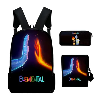 3D Elemental Школьный рюкзак, 3 шт. /компл., рюкзаки для учащихся начальной и средней школы, сумки через плечо, чехол для ручки, сумка для ноутбука