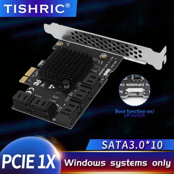 Адаптер Карты Расширения TISHRIC PCIE от 1 до 10 Портов SATA С Переключателем Функций загрузки PCI Express Multiplier SATA3.0 Add On Card