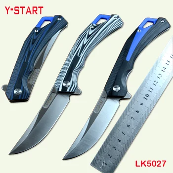 YSTART D2 Стальное Лезвие G10 Ручка Походные Складные Ножи Flipper Fast Open EDC Outdoor Gear LK5027
