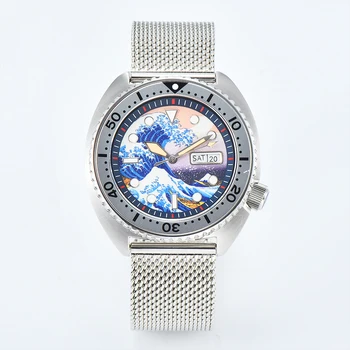 PARNSRPE Big Abalone Автоматические мужские механические часы с автоматическим механизмом nh36aa Япония Kanagawa Surf Полностью Светящийся Супер Яркий циферблат