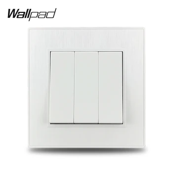 Wallpad S6 Белый 3-полосный односторонний двухпозиционный выключатель электрического освещения кулисный переключатель Матовый ПК