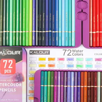 72 Цветных карандаша, акварельный карандаш для книжек-раскрасок с яркими цветами для рисования эскизов, растушевки и раскрашивания в жестяной коробке