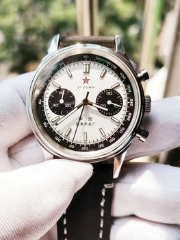 1963 Часы Pilot Сапфировое Зеркало 40 мм Циферблат Светящийся Многофункциональный Дисплей 5pin Ретро Крутой Парень Военный Полет 1963 Хронограф