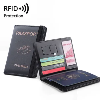 Классическая сумка для паспорта из искусственной кожи, многофункциональная комбинированная Rfid-щетка с защитой от кражи, кошелек для хранения документов.