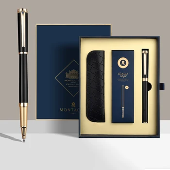 Металлическая Нейтральная ручка Montagut 0,5 мм, Деловая высококачественная ручка с цветочным рисунком, Гравировальная Нейтральная ручка, подарочная коробка